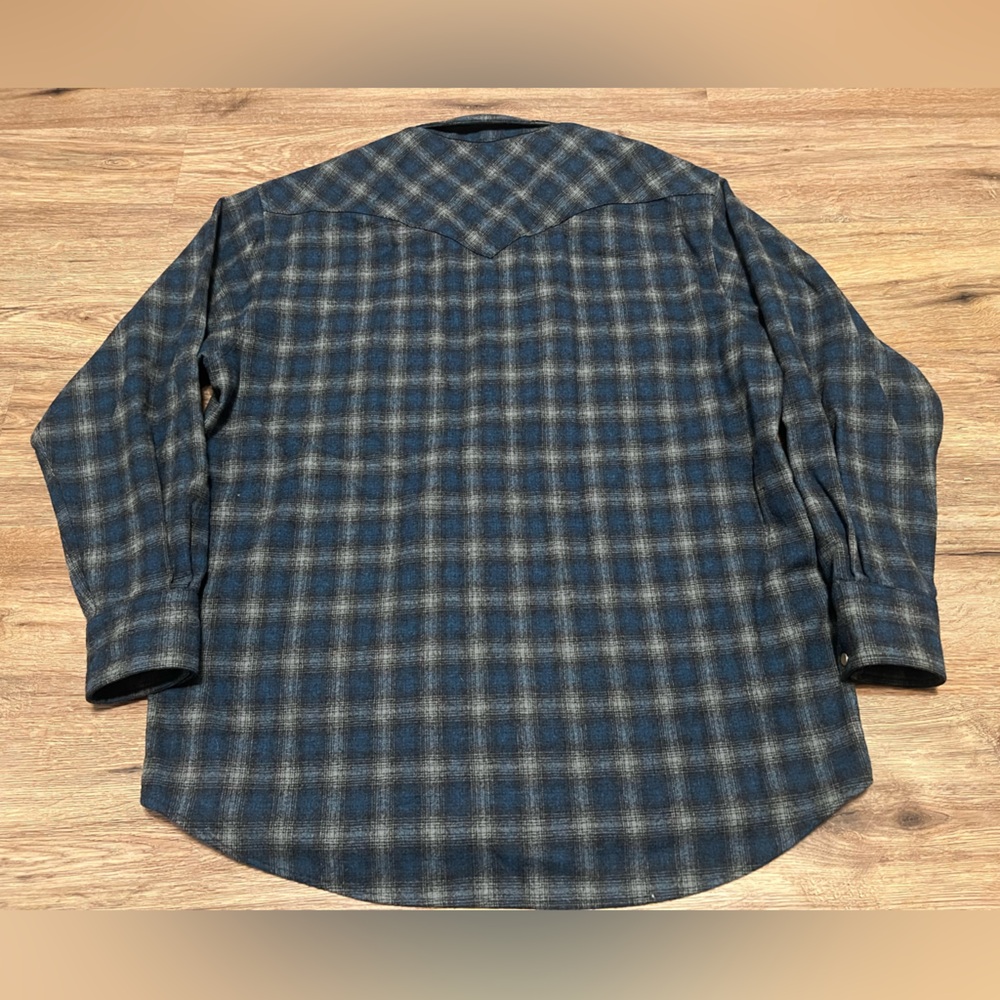 Pendleton Men’s Canyon Shirt 100% Virgin Wool Blue Grey Plaid Western Size XL - Picture 6 of 8